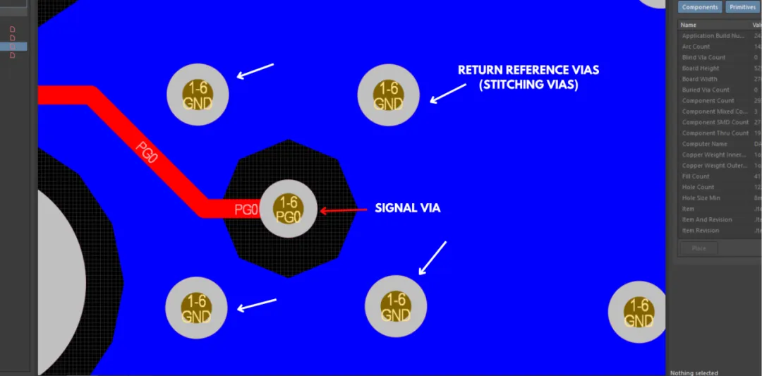 1752821613373620.png 图 5:Altium Designer® 中的缝合过孔示例.png